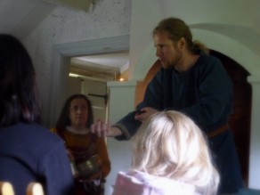 Thor, god of thunder, reeling in the snake of Midgård. (Ljungby Storytelling Festival)