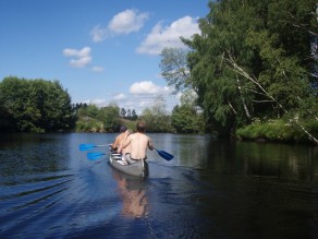 Paddling through the stream connecting Bolmen with Kösen. (Allemansrätten and Canoeing)