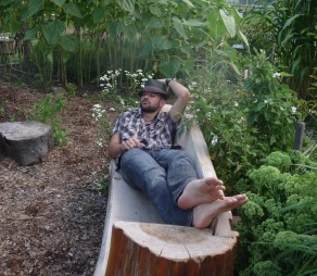 Snoozing a bit in the herb garden after grazing on too much food. (Blooming Glen Farm) Snoozing a bit in the herb garden after grazing on too much food. (Blooming Glen Farm)