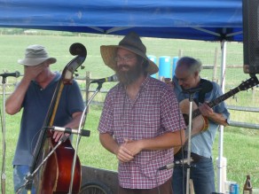 The man of the farm, cracking up the blue grass band behind him. (Blooming Glen Farm) The man of the farm, cracking up the blue grass band behind him. (Blooming Glen Farm)