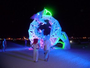At night, everything is lit up. (The Burning Man Guide)