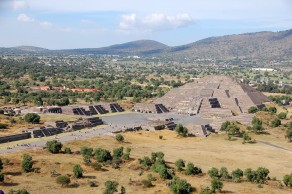 The Moon Pyramid from the top of the Sun Pyramid. (Teotihuacán)