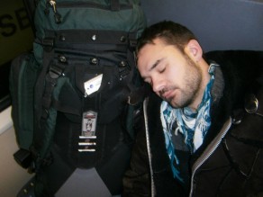 Sleeping on the bus, on my way to Zurich. (Switzerland) Sleeping on the bus, on my way to Zurich. (Switzerland)