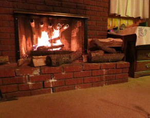 The fireplace in the Big Bear cabin. (From Switzerland to Buenos Aires) The fireplace in the Big Bear cabin. (From Switzerland to Buenos Aires)