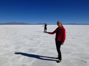 Playing with perspectives at the salt plains. (Salta)