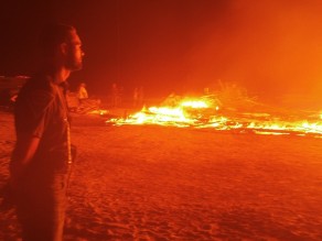 Watching the memorial burn (Burning Man 2012)