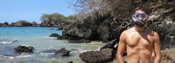 Me, getting ready to go snorkelling. (Hawaii)