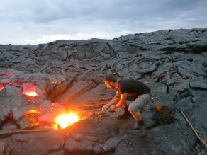 Poking lava! (Hawaii)