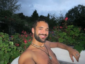 Soaking in the wood-fired tub.