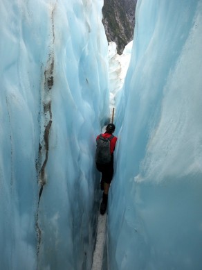 My guide showing the way through a tight spot. (New Zealand’s South Island (Part 2)) My guide showing the way through a tight spot. (New Zealand’s South Island (Part 2))