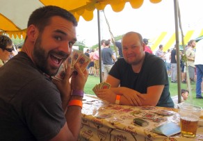 Alex and I playing games. (Octoberfest and Windhoek)